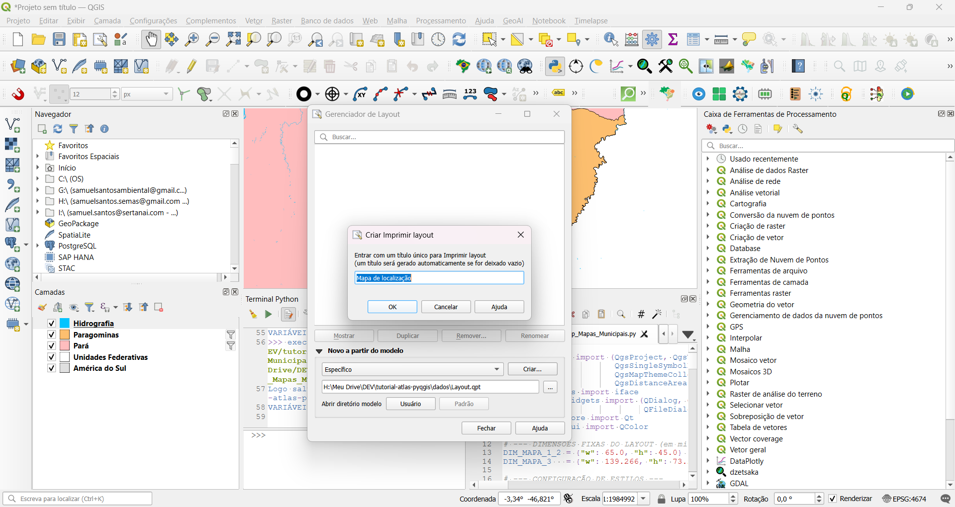Confirmando a criação do layout