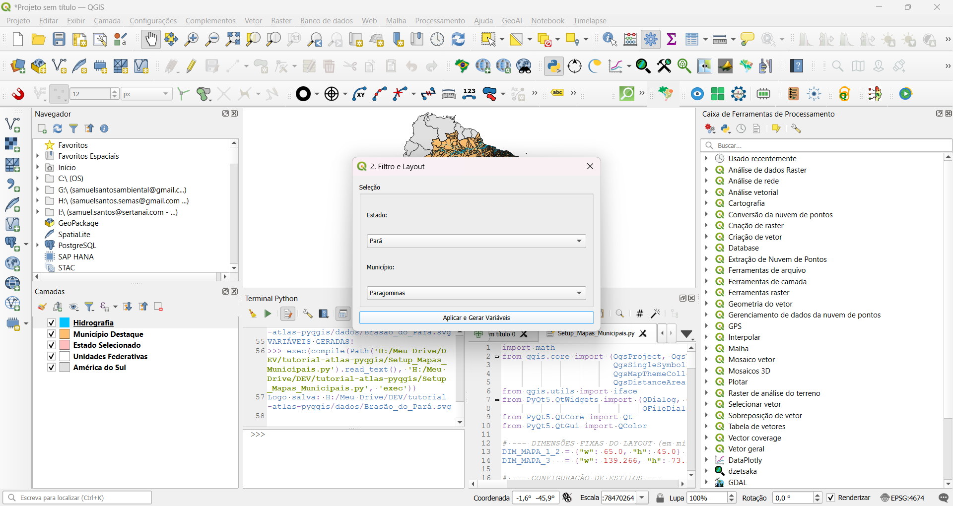 Interface de filtro de estado e município