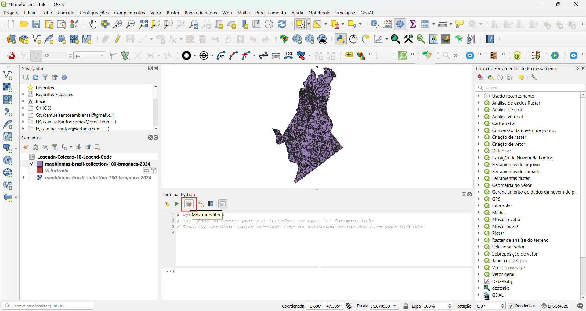 Mostrando editor Python