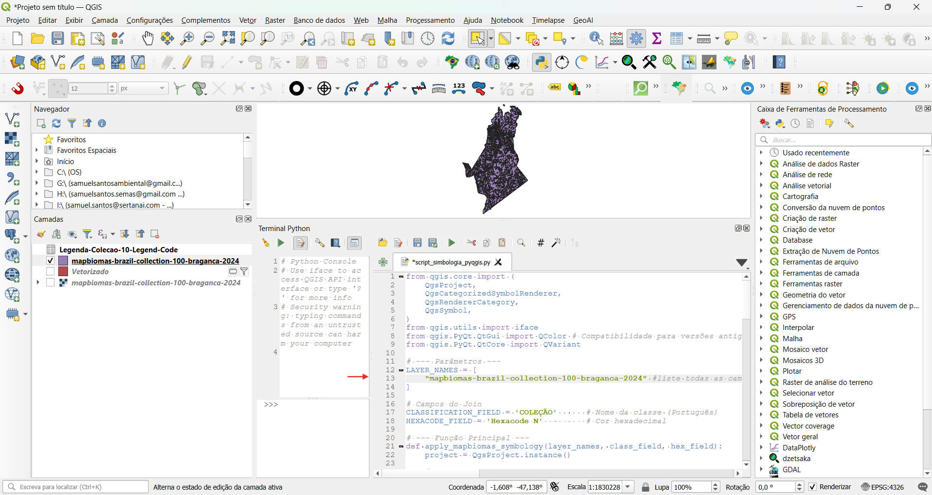 Listando camadas no script