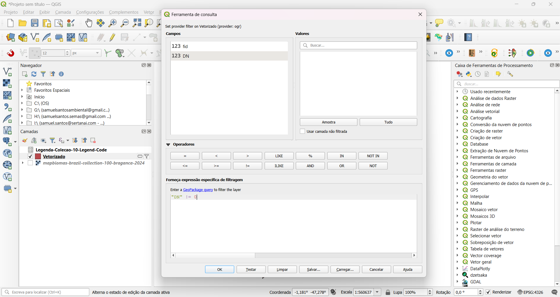 Aplicação do filtro